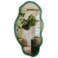 SPIEGEL 90x45 cm asymmetrisch mit Druck - Flaschengrün - Transparent, Glas (45/90/0.4cm) - TULUP