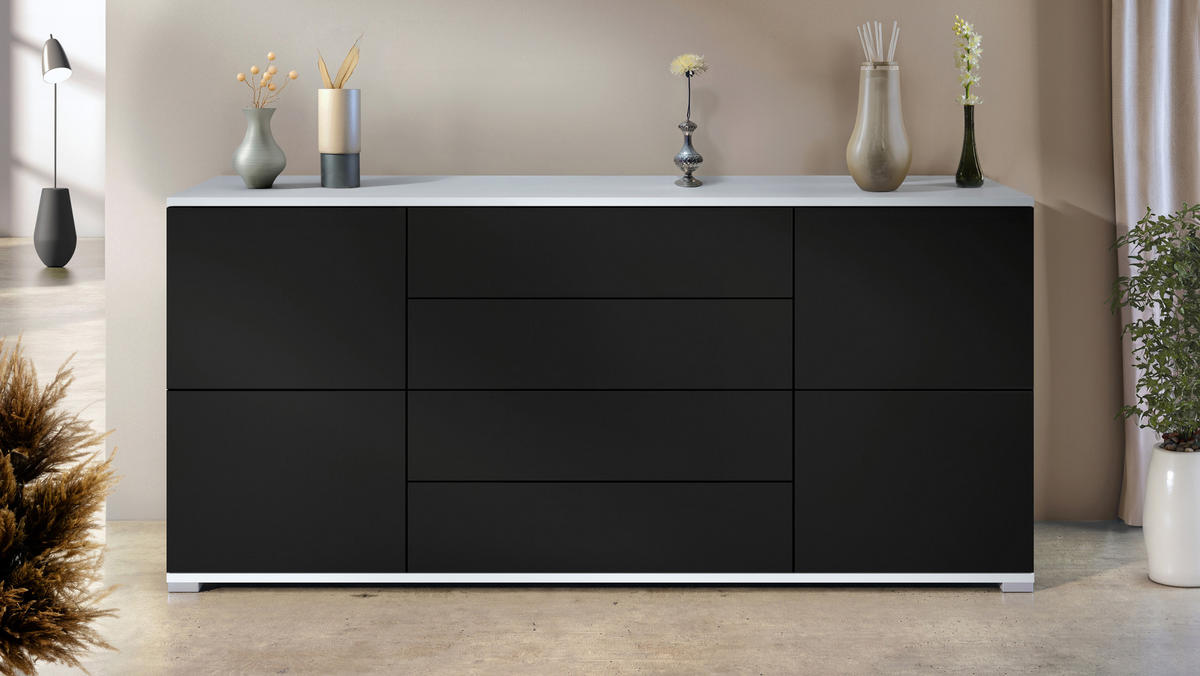 SIDEBOARD Rova Schwarz matt - Schwarz, Holzwerkstoff (166.5/75.5/35cm) - Vladon