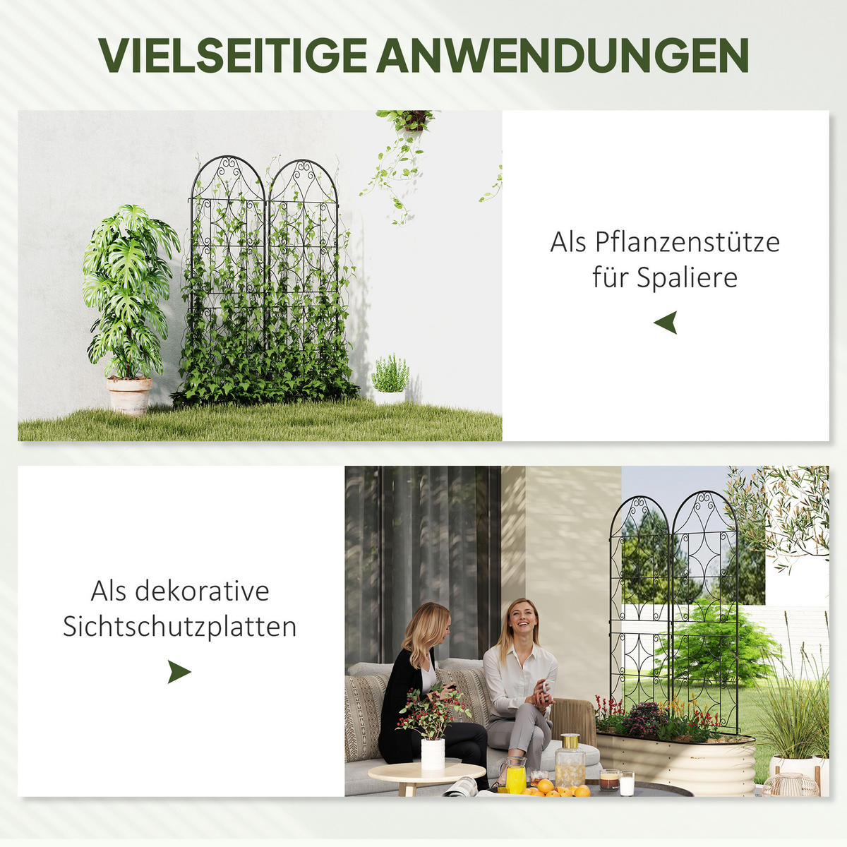 RANKGITTER DE-10033 2er-Set, rostfrei, 50x150 cm Schwarz - Schwarz, Metall (1.3/150/50cm) - ComfortXL