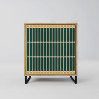 SIDEBOARD ILUSION GATE, Eichefarben, 57,5x42x67,5 cm, Schwarze Metall-Rahmenfüße - Eichefarben/Multicolor, Holzwerkstoff/Metall (57.5/67.5/42cm) - SpaceRebels