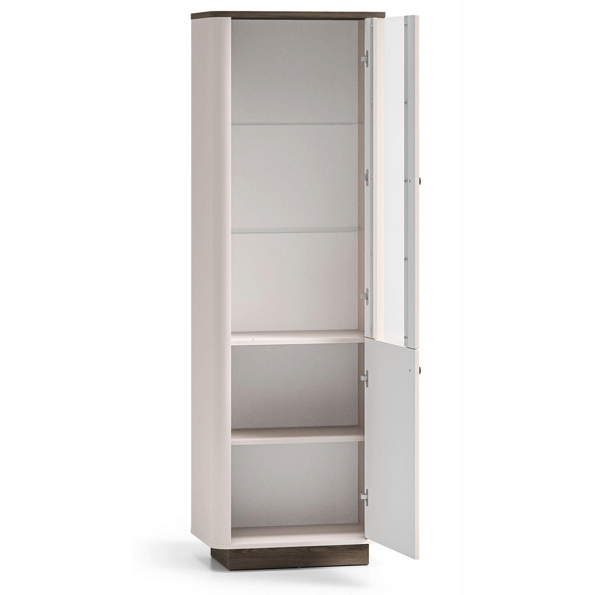 VITRINE Vilavio 2-türig Kaschmirgrau/Eichenoptik 65 cm - Taupe/Dunkelbraun, Holzwerkstoff (65/191.5/40cm) - Selsey