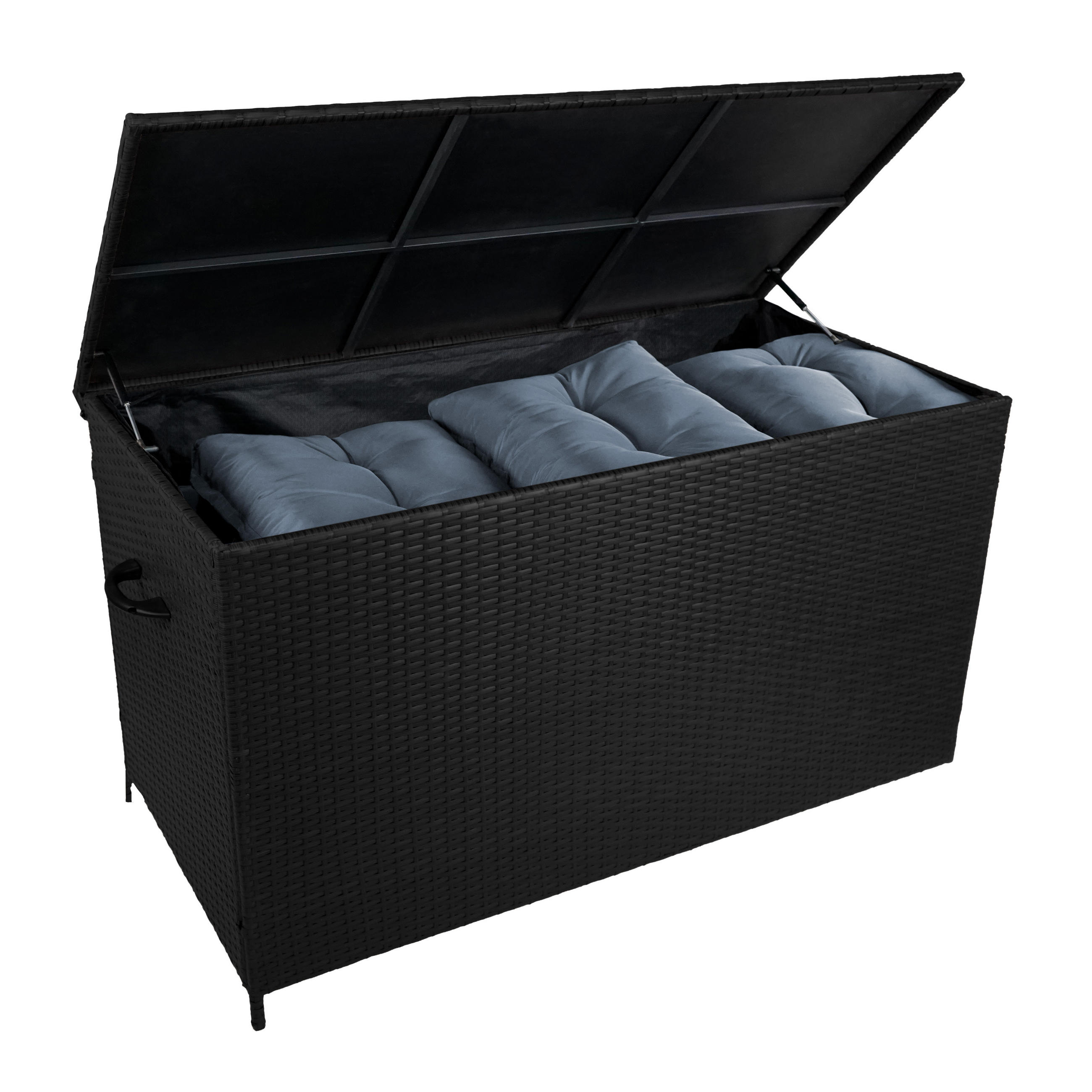 KISSENBOX Rattan - Schwarz - Schwarz, Naturmaterialien (138/1/70cm) - Monstershop