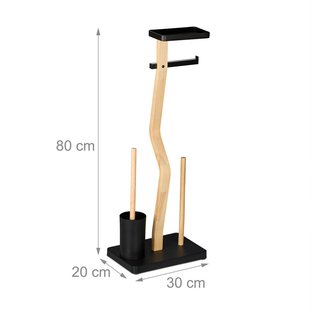 WC-GARNITUR - Schwarz, Holz/Kunststoff (30/80/20cm) - Relaxdays