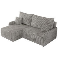 ECKSCHLAFSOFA ARPA L Grau Cord - links - Schwarz/Grau, Kunststoff/Textil (198/150cm) - MKS
