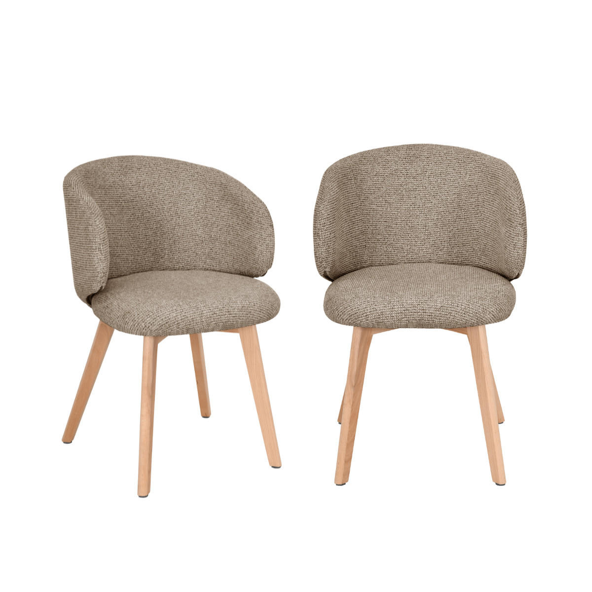 STÜHLE 2er?Set aus stoff und massive Holzfüße 60/55/79 cm - Braun, Textil (55/79/63.5cm) - Calicosy
