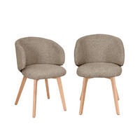 STÜHLE 2er?Set aus stoff und massive Holzfüße 60/55/79 cm - Braun, Textil (55/79/63.5cm) - Calicosy