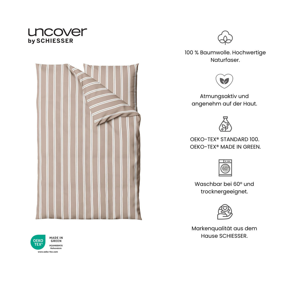 BETTWÄSCHESET Colorado - Renforcé - 2-teilig - 135x200cm - Taupe - Taupe, Textil (135/200cm) - Uncover by Schiesser