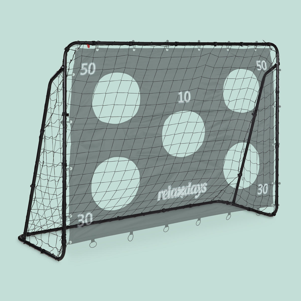 FUSSBALLTOR Schwarz mit Torwand Stahl 153x217x75 cm - Schwarz, Textil/Metall (217/75cm) - Relaxdays