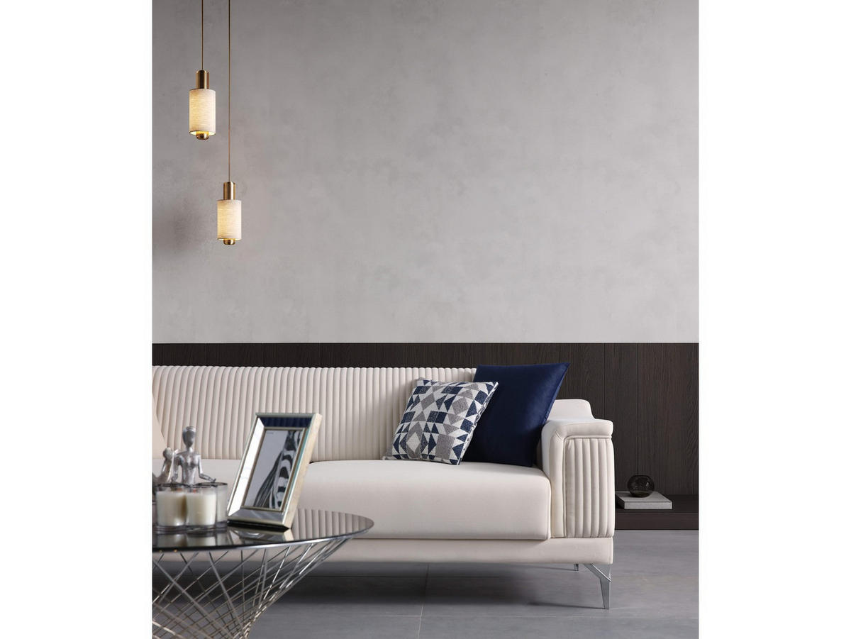 3-SITZER Sofa SANTIAGO, Creme - Creme, Textil/Metall (230/86/93cm) - Villa Möbel
