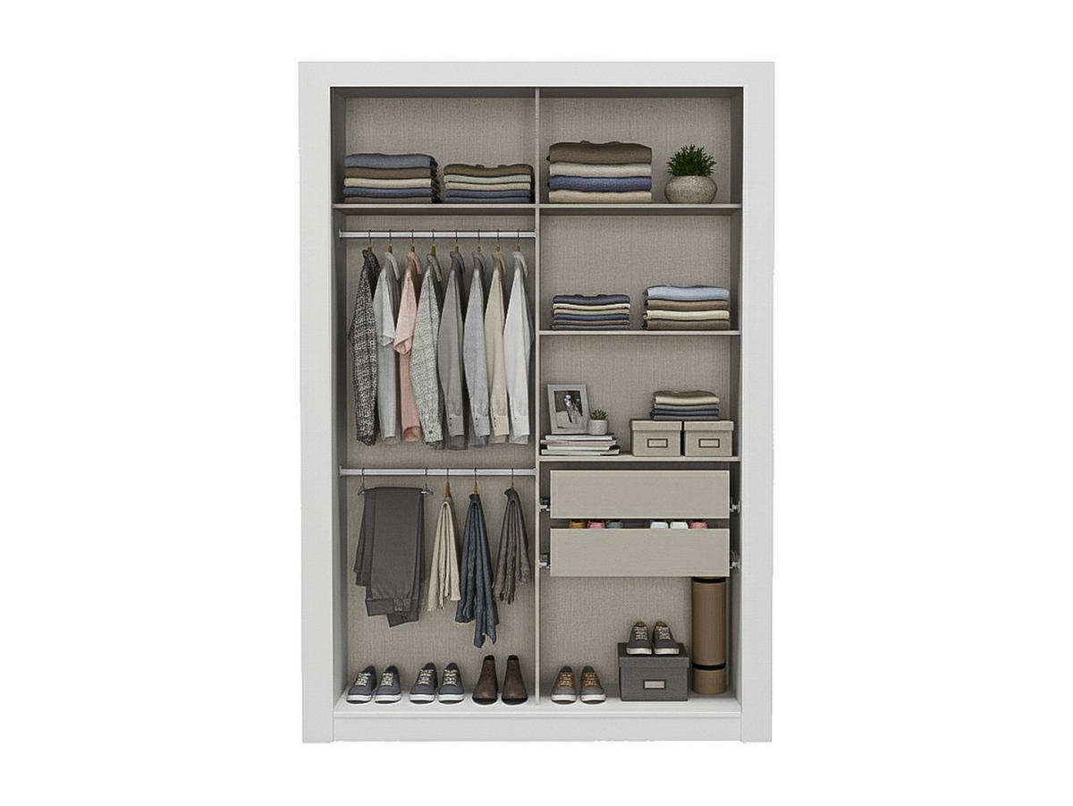 KLEIDERSCHRANK - 152.4cm x 52cm - Holzspan - weiß - PETTERI - Weiß, Holz (152.4/219/52cm) - Vente-Unique