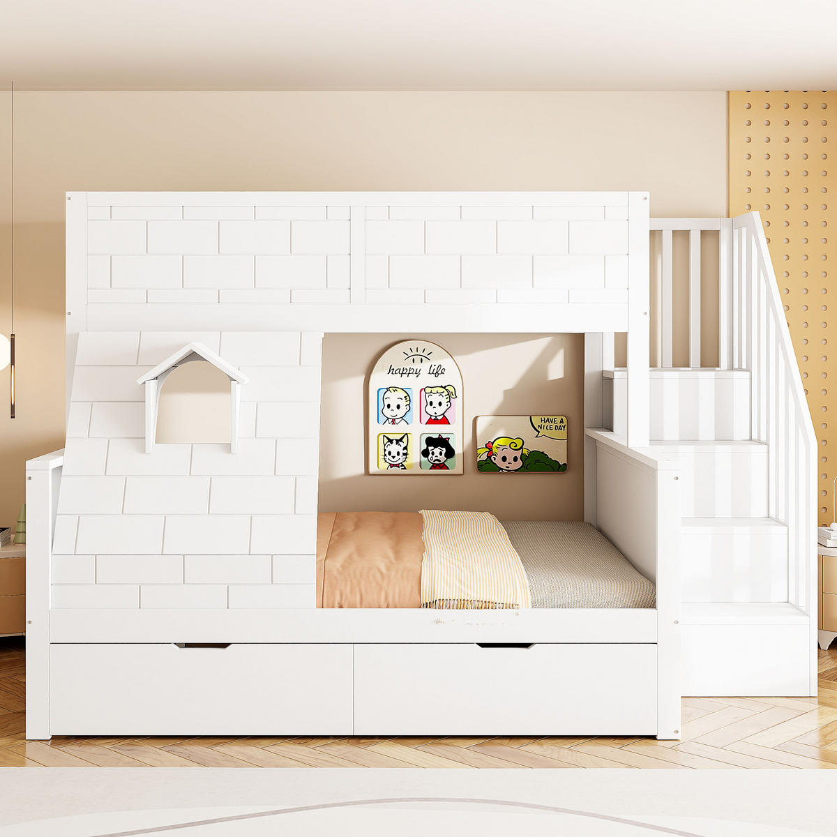 ETAGENBETT Massivholz Weiß - Weiß, Holz (90/200cm) - ComfortXL