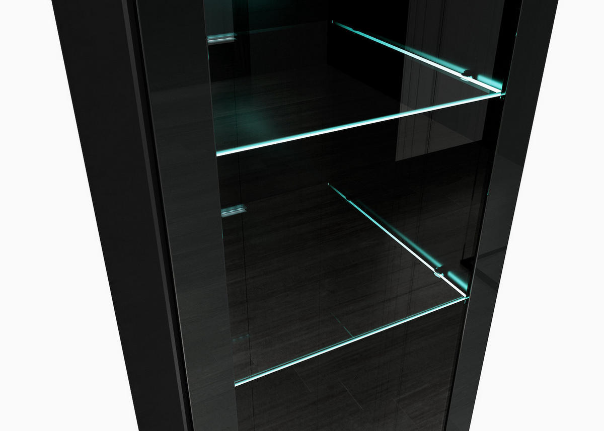 BADEZIMMERSCHRANK Rio mit 2 Schwarz Hochglanz - 30 x 30 x 130 cm - Schwarz, Holz (30/131/30cm) - Badplaats