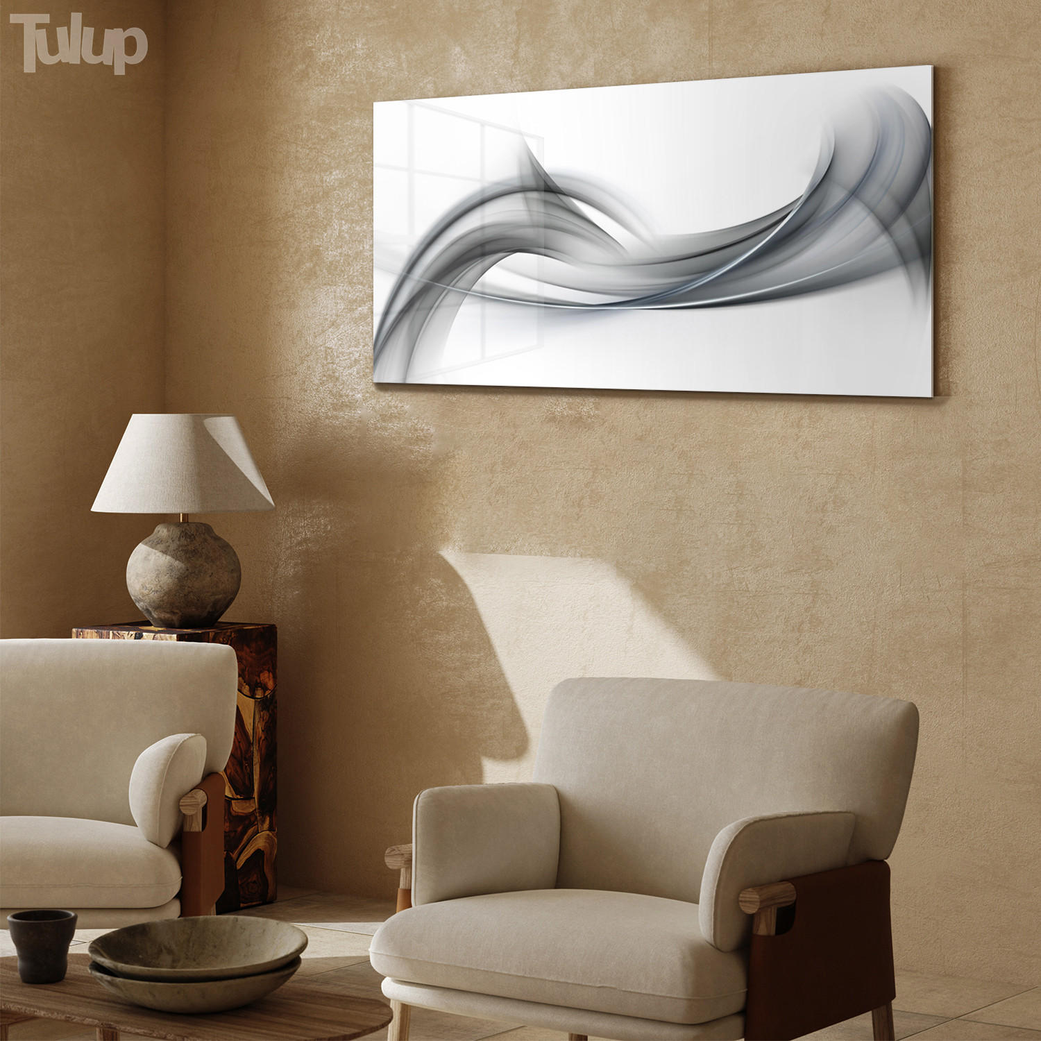 GLASBILD 120x60 cm Moderne Kunst - Grau, Glas (120/60cm) - TULUP