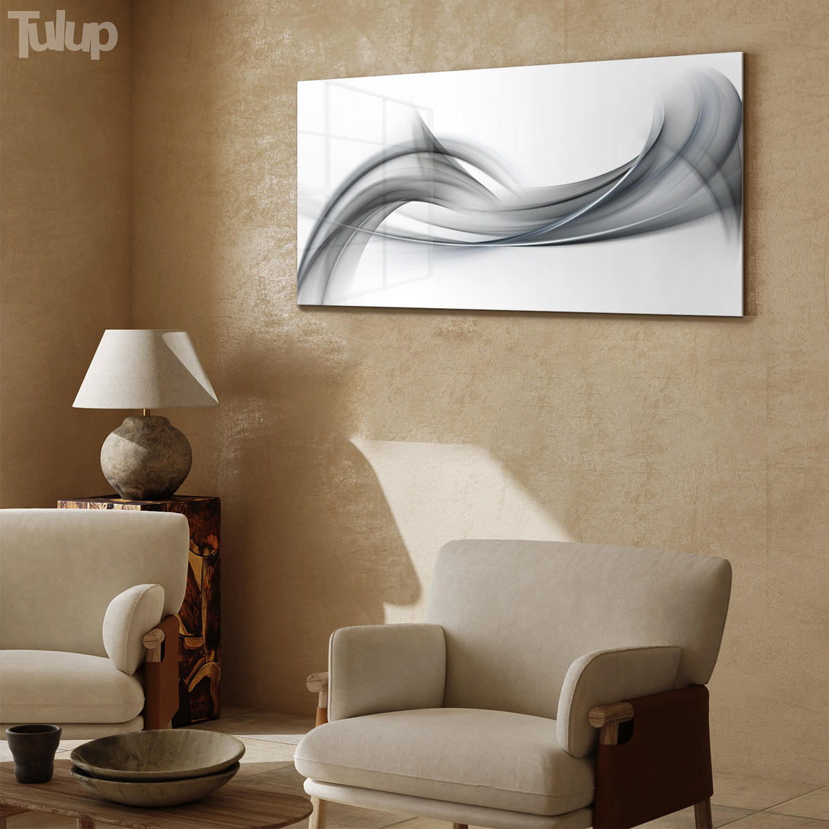 GLASBILD 120x60 cm Moderne Kunst - Grau, Glas (120/60cm) - TULUP