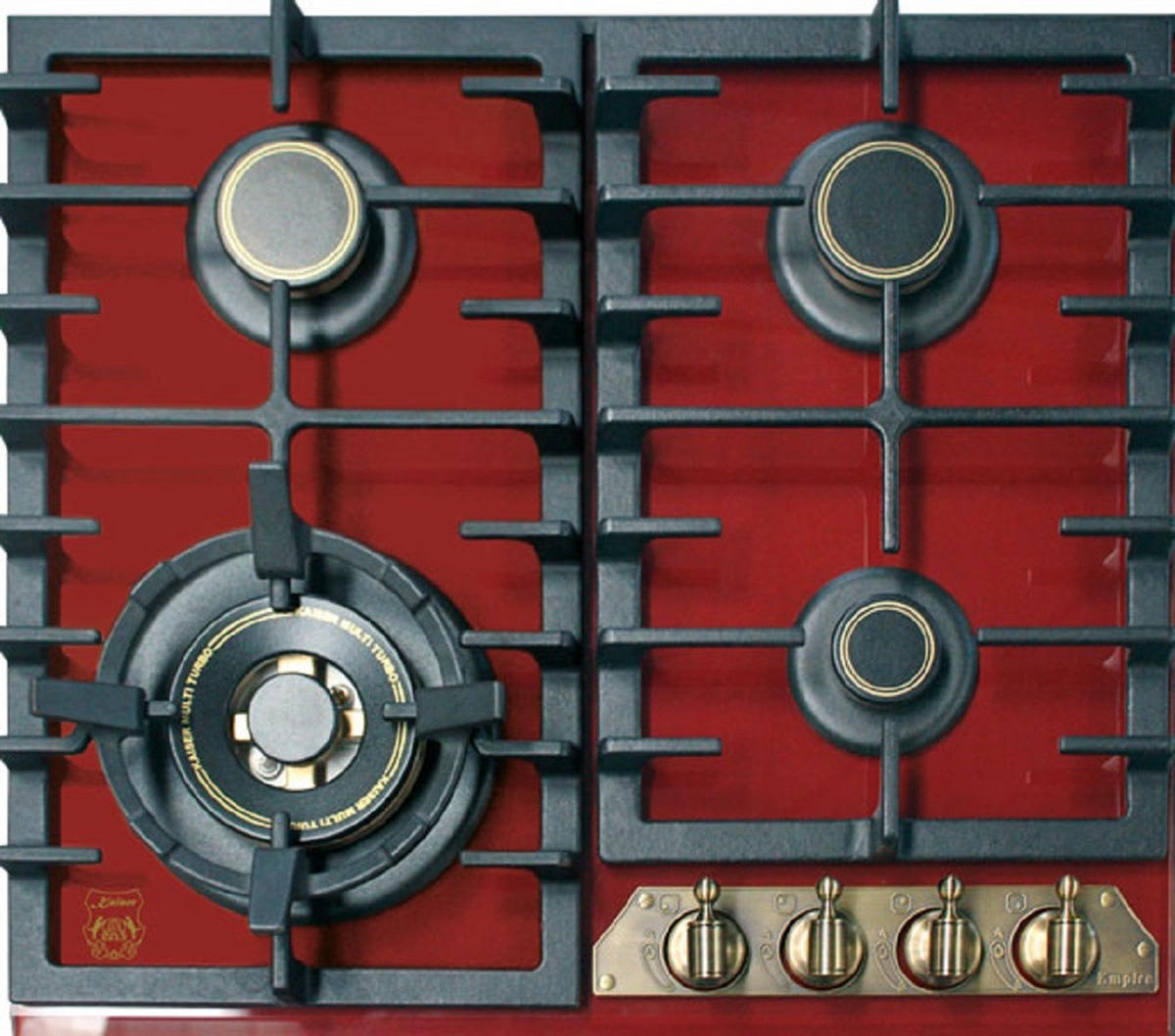 BACKOFEN-SET Elektro Einbau Backofen 60 cm EH 6355 RotEm+KCG 6335 RotEm Gas-Kochfeld 60 cm 60 cm - Rot, Metall (59.4/59.4/57.5cm) - Kaiser Küchengeräte