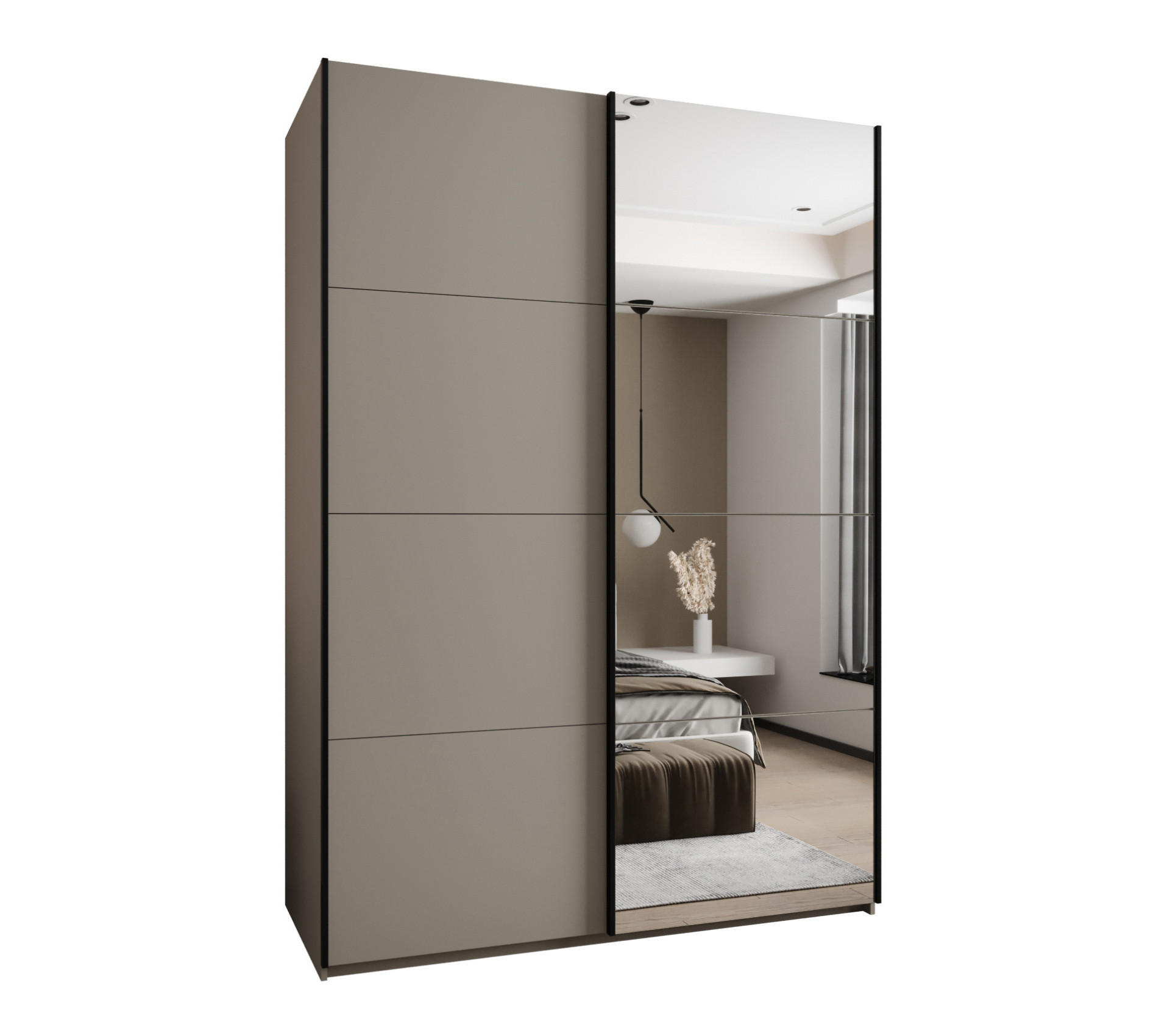 Abiks Möbel Schwebetürenschrank Kaschmir, Kaschmir, Schwarz 180x245x64 cm