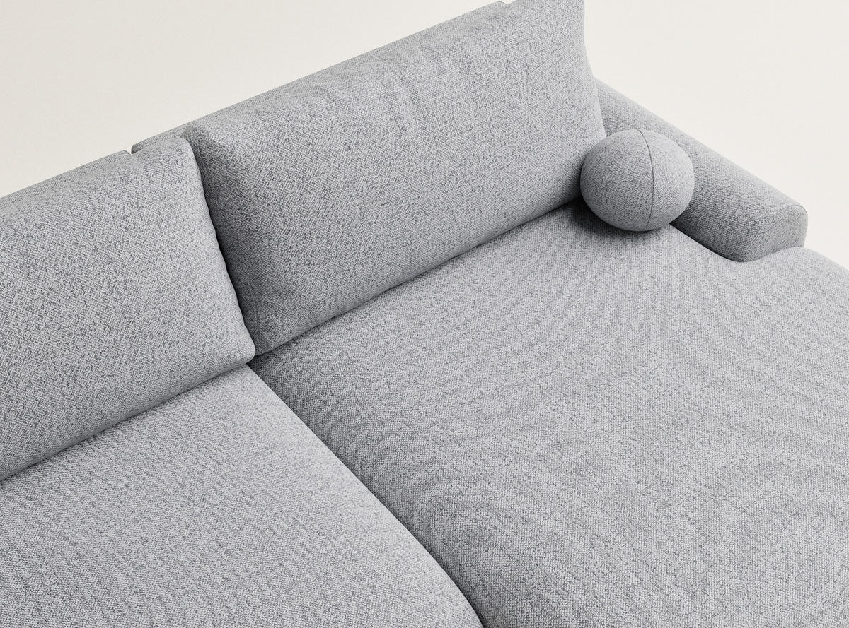 ECKSOFA MIT SCHLAFFUNKTION Tallin Hellgrau Webstoff - Hellgrau/Schwarz, Holz/Holzwerkstoff (240/145cm) - Maison de Reve