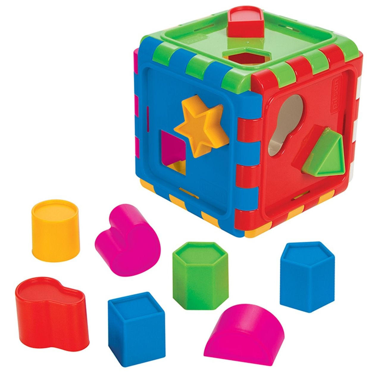 SORTIERSPIEL Formsortierer Box 03226 bunt 10 Formen, Steckspiel, Box mit Deckel und Henkel, ab 1 Jahr, Farben - Multicolor, Kunststoff (12/12/12cm) - Pilsan