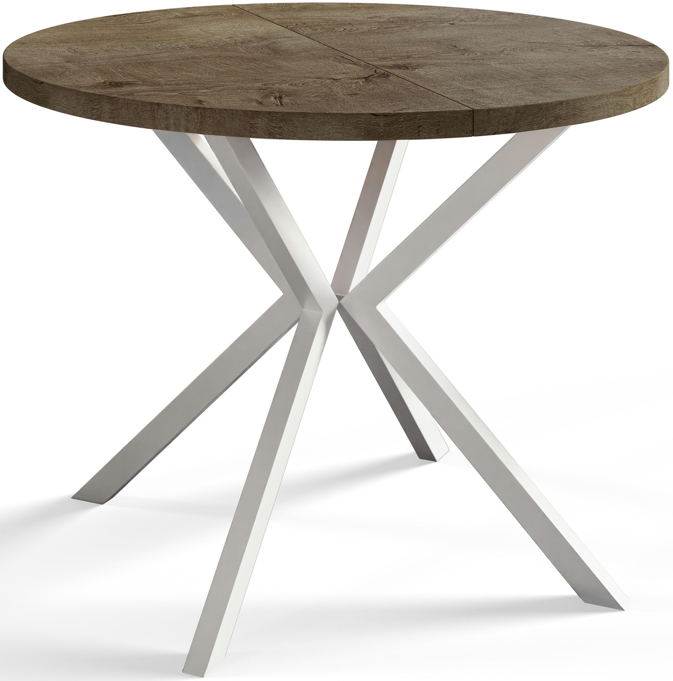 ESSZIMMERTISCH LOFT LITEN, ausziehbarer Tisch 100 cm/180 cm, Farbe: Grau, mit Metallbeinen in Farbe Weiß - Dunkelbraun/Weiß, Holzwerkstoff (100/100/76cm) - Alpi-Möbel
