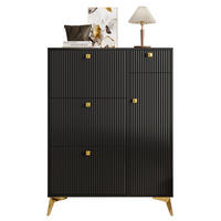 SCHUHSCHRANK 90/121/25 cm Schwarz aus Spanplatte und Metall mit Stauraum - Schwarz, Holzwerkstoff (90/121/25cm) - OKMYHOME