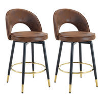 BARSTUHL 2er Set Braun 360° Drehbar in Lederoptik - Braun, Textil (47/92/44cm) - Urban Meuble