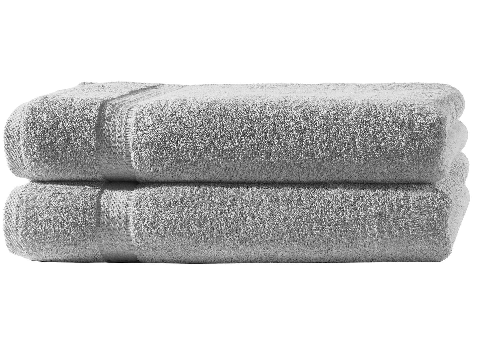 BADETUCH 100x150 cm Frottier Handtücher im 2er Set aus 100% Baumwolle, Silber 500g/m2 - Silberfarben, Textil (100/150cm) - Carpe Sonno