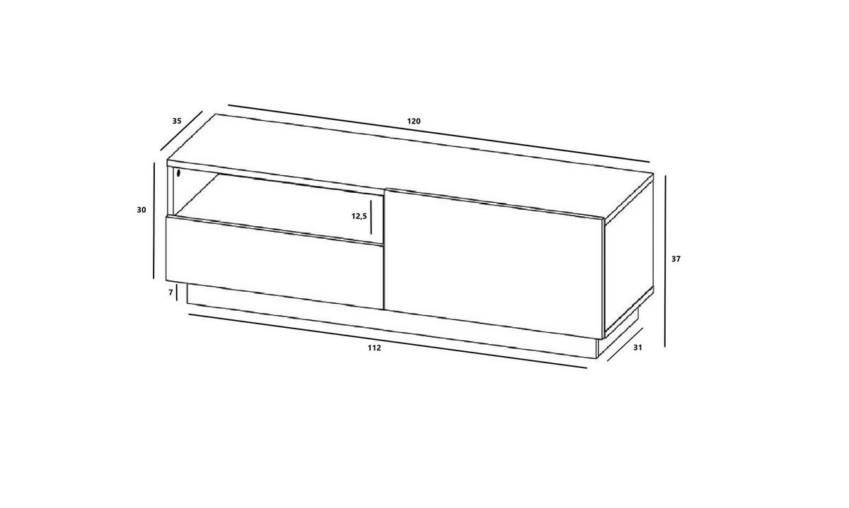TV-SCHRANK Enjoy Weiß matt Loft Schublade 120 cm - Weiß, Holzwerkstoff (120/37/35cm) - Meble Lindner