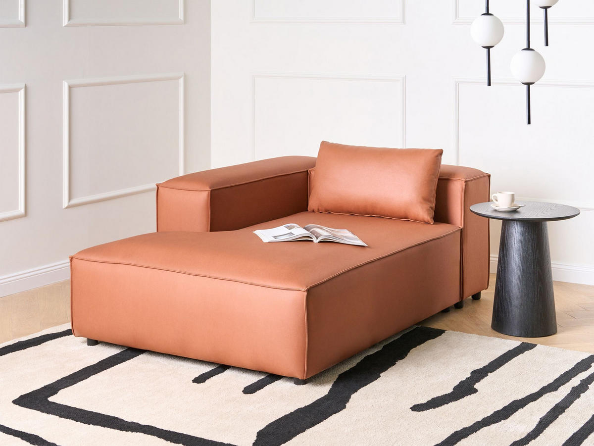 CHAISELONGUE-RECHTSSEITIGE Stoff Goldbraun Brande - Goldfarben, Textil (121/70/184cm) - Beliani