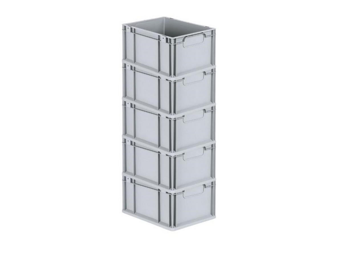 EUROBOX 5x Nextgen Economy Griffe Geschlossen 22x30x40cm 20 Liter - Grau, Kunststoff (30/22/40cm) - PROREGAL