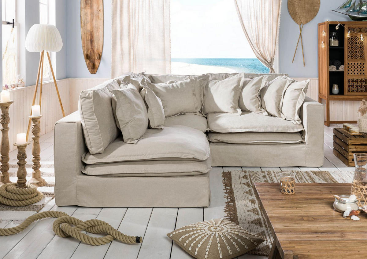 ECKSOFA 238x234x90 beige SYLT - Beige, Kunststoff (238/234cm) - Massivmoebel24