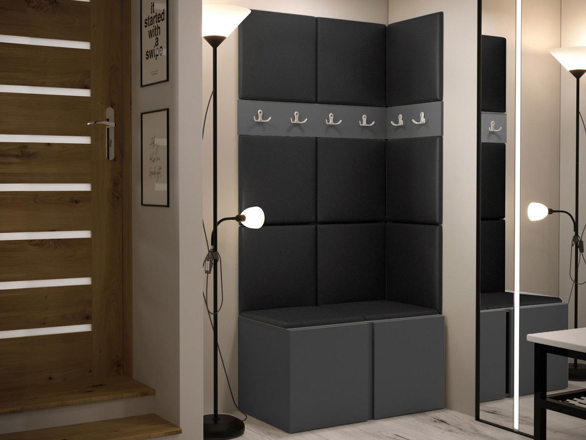 GARDEROBEN-SET Orion I - Graphitfarben/Schwarz, Holzwerkstoff/Kunststoff (84/186/46cm) - MIRJAN24