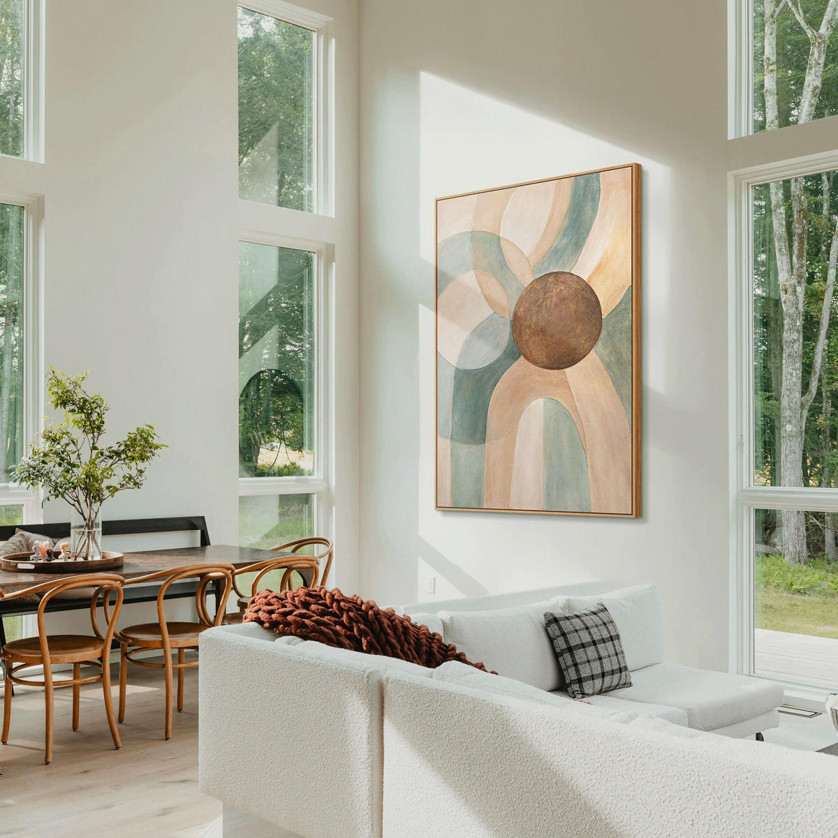 GEMÄLDE Kreislauf des Lebens Schattenfugenrahmen Beige 140x100 cm - Beige, Holz (140/100cm) - YS-art gallery