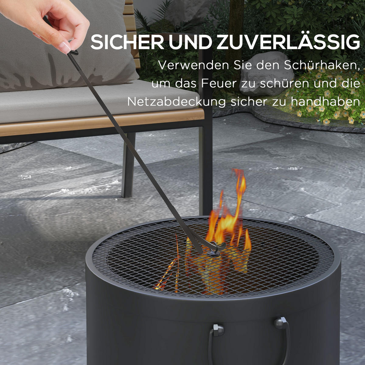 FEUERSCHALE, Metall, Dunkelgrau - Dunkelgrau, Metall (38/27/38cm) - Outsunny