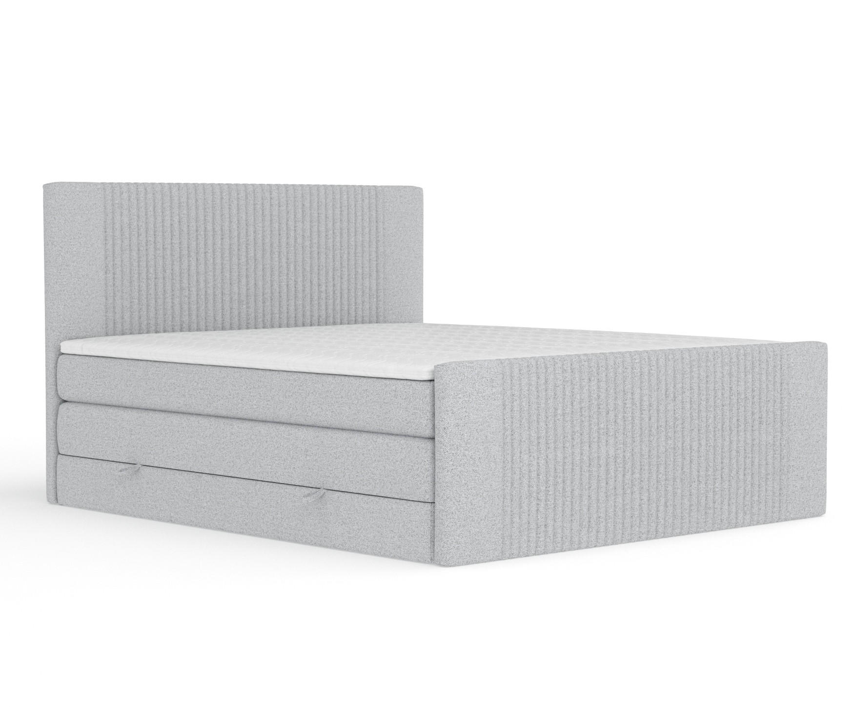 BOXSPRINGBETT Bergamo Hellgrau 200/200 cm - Hellgrau/Schwarz, Holz/Holzwerkstoff (200/200cm) - Maison de Reve