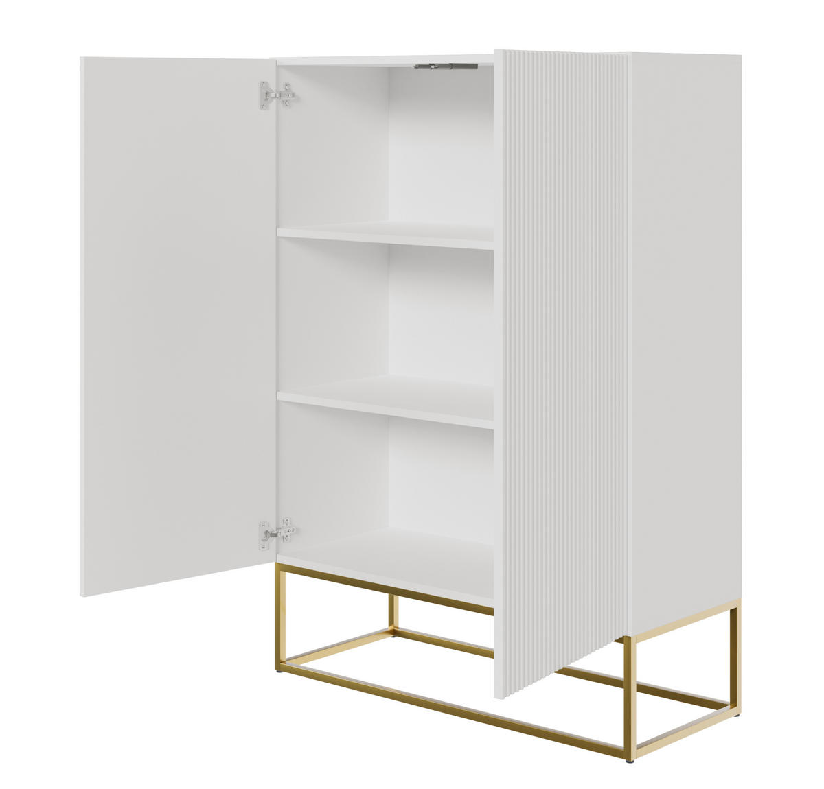 HIGHBOARD Veldio Weiß mit goldenem Metallgestell 90 cm - Goldfarben/Weiß, Holzwerkstoff/Metall (90/125/38cm) - Selsey