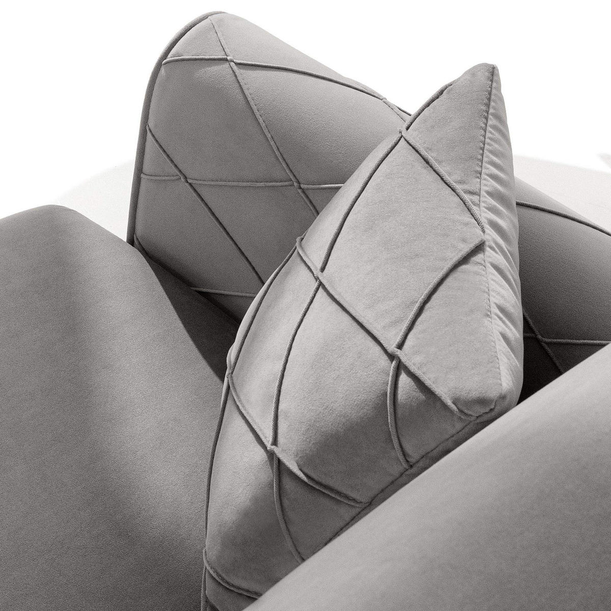 3-SITZER-SOFA GUSTAVO III Sofa 3 Velours, Hellgrau - Hellgrau, Holz/Holzwerkstoff (230/98/98cm) - KONSIMO®