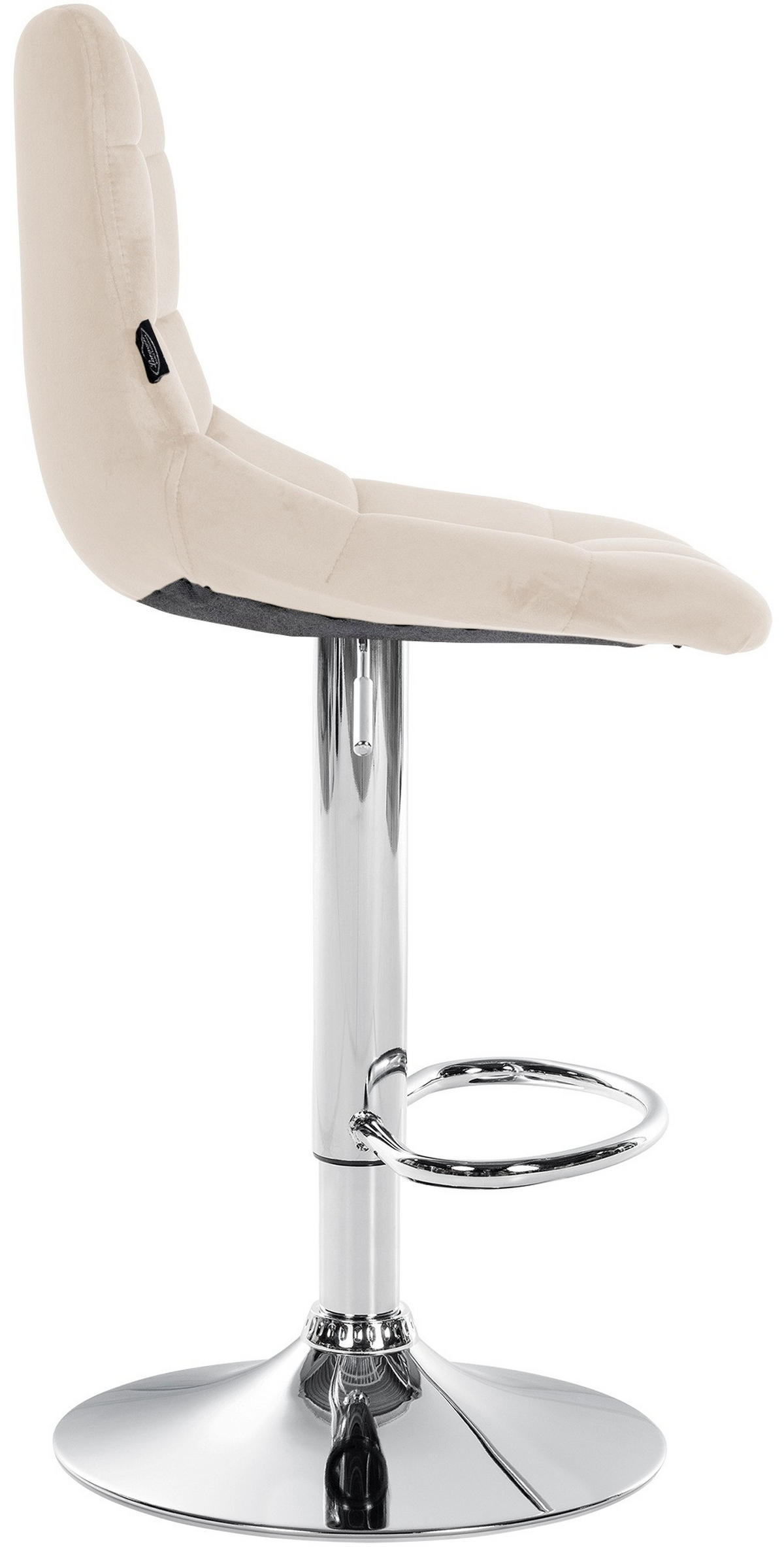 BARHOCKER Samt creme - Chromfarben/Creme, Textil/Metall (43/87/46.5cm) - CLP