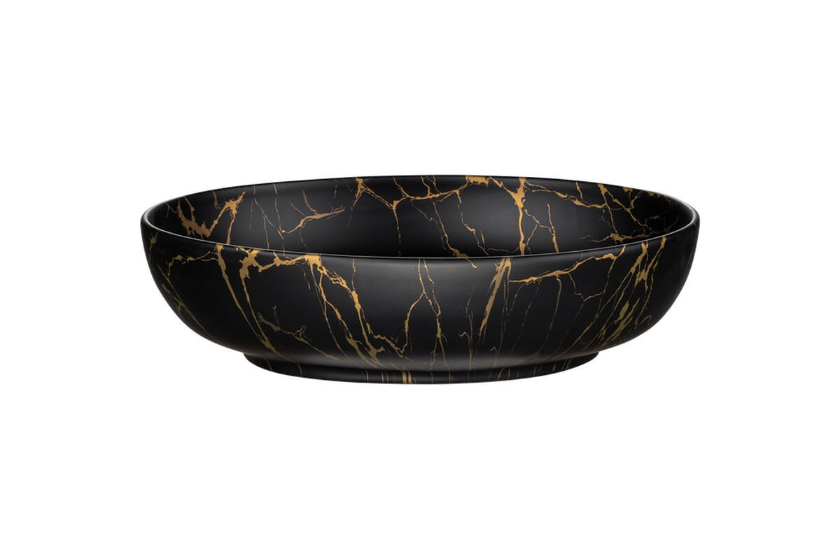 WASCHTISCHKOMBI 80cm 3 Teile - Ocean Black O BM453 in Schwarz/ Geölter Eiche - Eichefarben/Schwarz, Holz/Keramik (80/57/46cm)