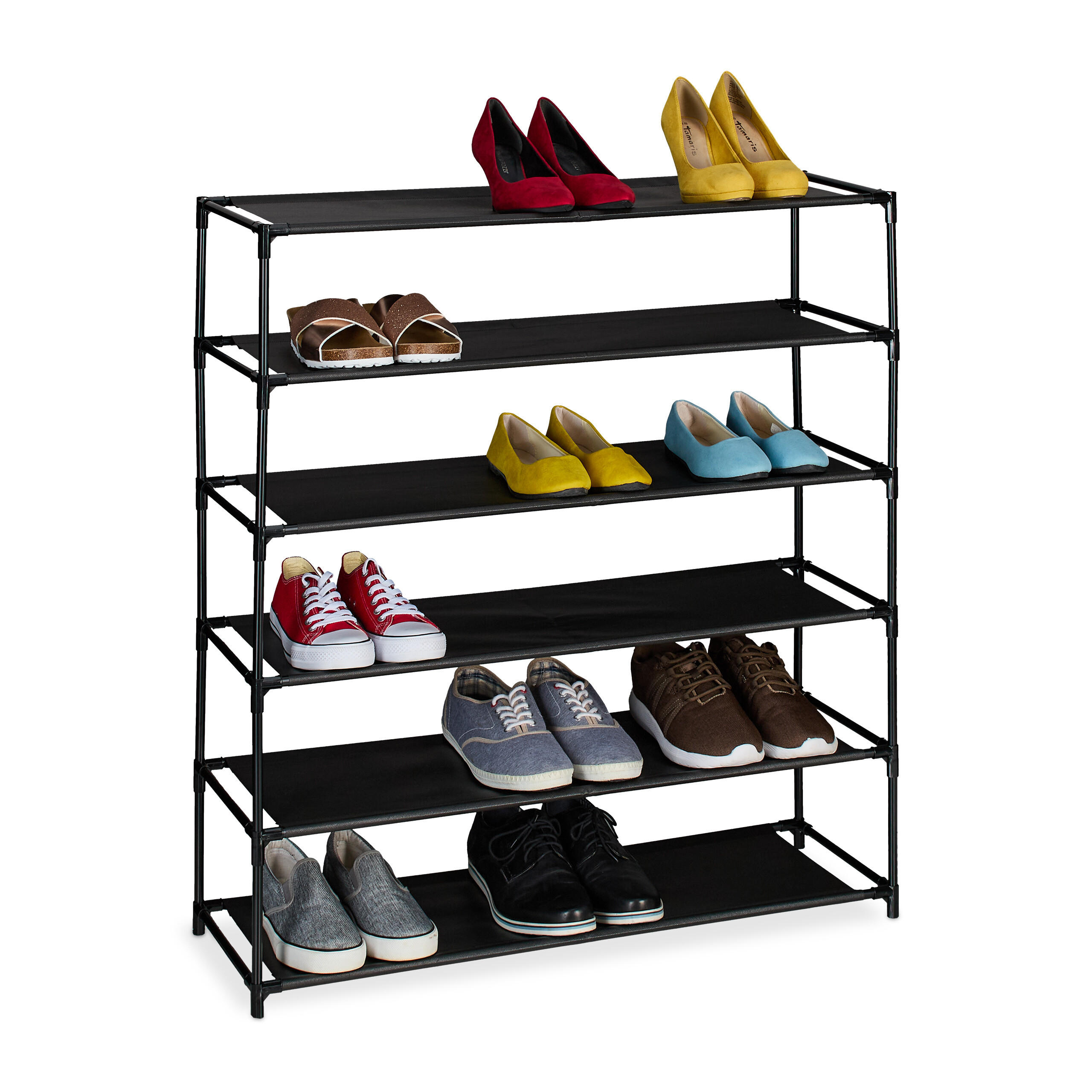 SCHUHREGAL - Schwarz, Kunststoff/Textil (83/90/28cm) - Relaxdays