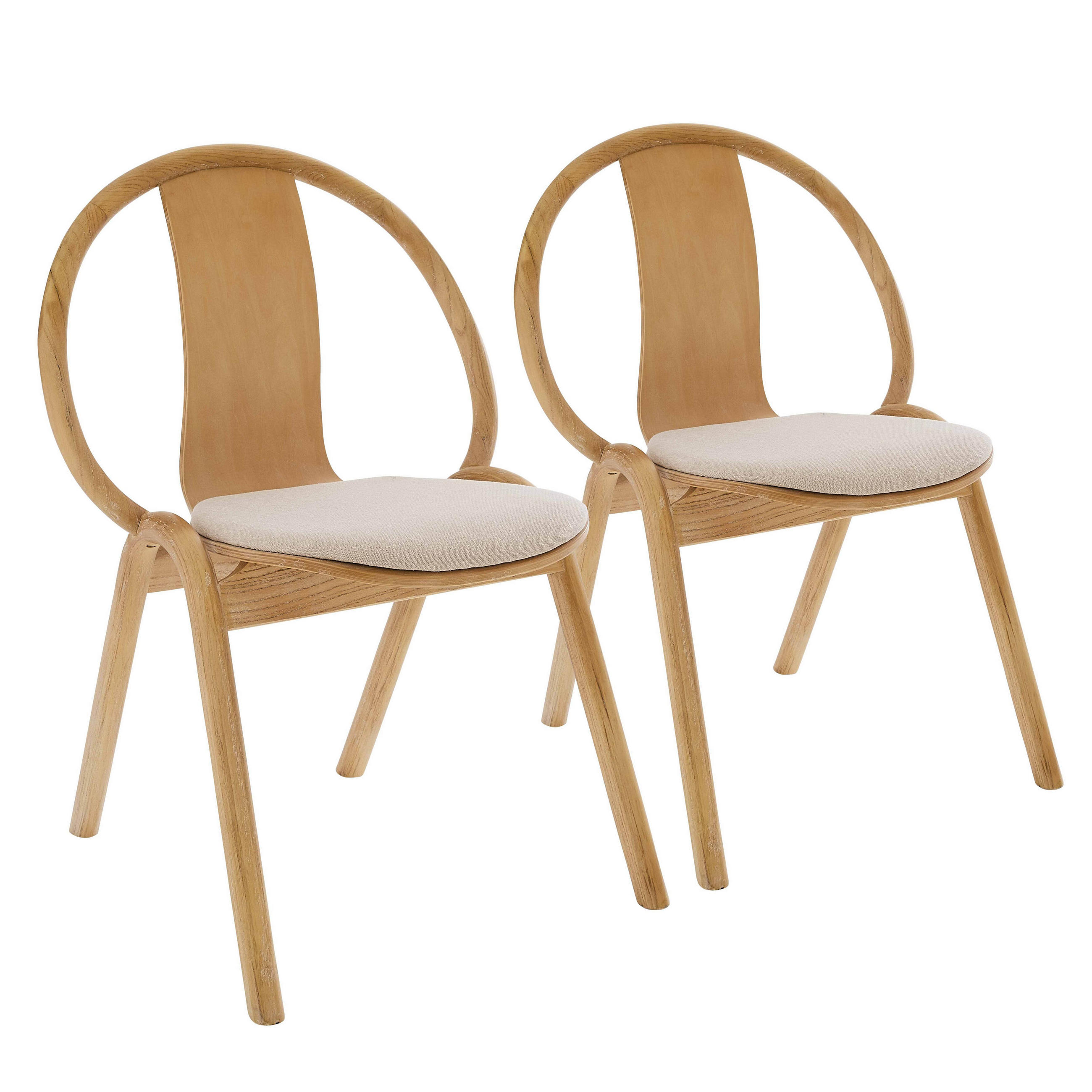 STÜHLE 2-tlg., Holz - Eichefarben, Holz (47/83/42cm) - Oviala