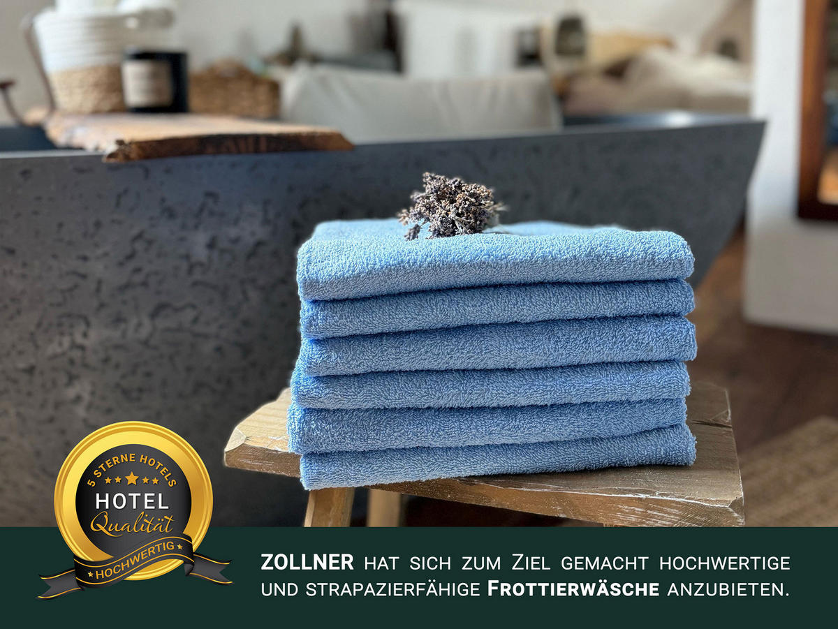 HANDTÜCHER, 10er-Set, 50x100 cm, 80% Baumwolle, 20% Polyester, Blau - Hellblau, Naturmaterialien (50/100cm) - Zollner