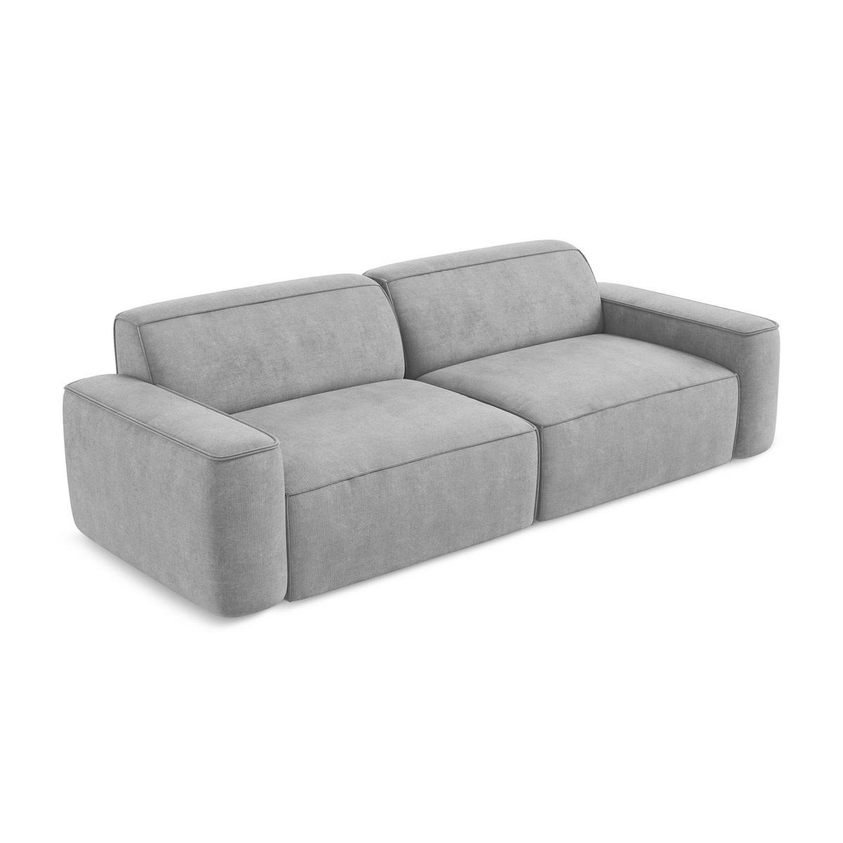 4-SITZER-SOFA Chenille Stoff Grau - Hellgrau/Schwarz, Holzwerkstoff/Kunststoff (244/70/102cm) - LaMiaSofa