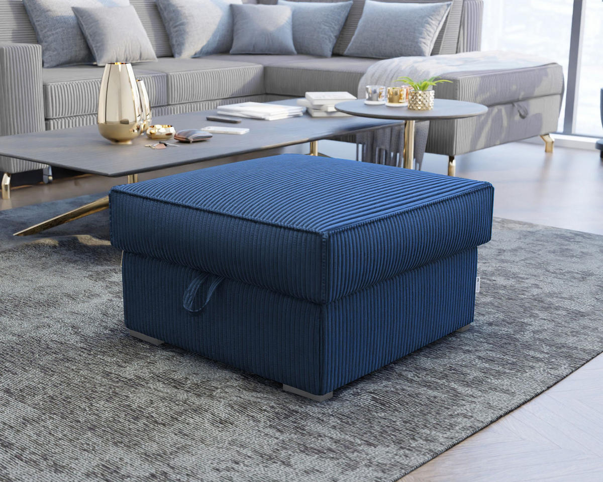 POUF FERA Blau 65x65 cm - Blau, Textil (65/38/65cm) - MASSENO
