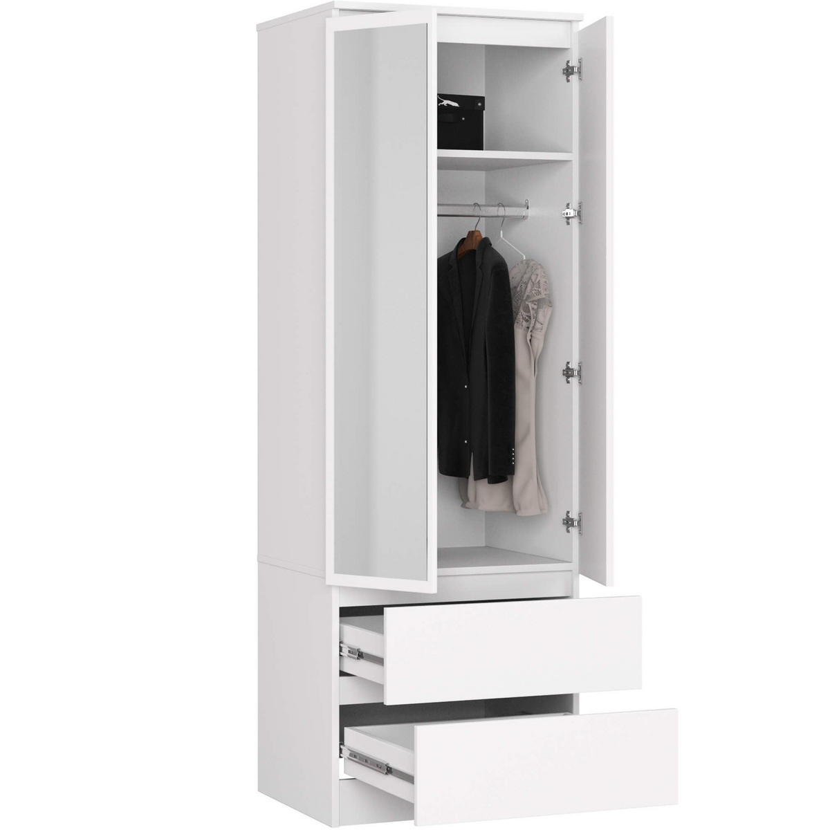 KLEIDERSCHRANK Weiß 180/60/51 - Weiß, Holzwerkstoff (60/180/51cm) - RAUMHIRSCH FURNITURE