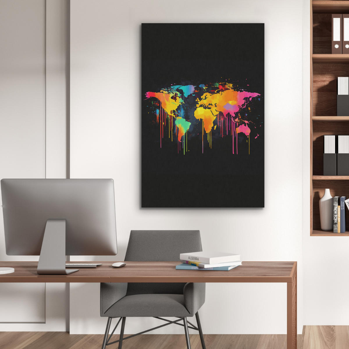 AKUSTIKBILD Weltkarte - Farbe - Bunt - Graffiti - Welt Wanddeko 60x90 cm - Multicolor, Kunststoff (60/90/0.9cm) - MuchoWow