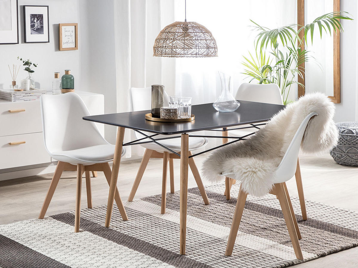 ESSTISCH 140/80/75 cm Schwarz, Hellbraun Rechteckig Biondi - Schwarz, Holzwerkstoff (140/80/75cm) - Beliani