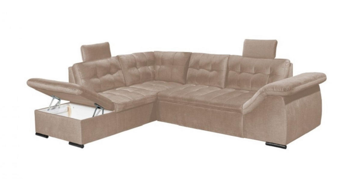 ECKSOFA mit Schlaffunktion und Bettkasten - Creme, Kunststoff/Textil (283/217cm) - ed exciting design