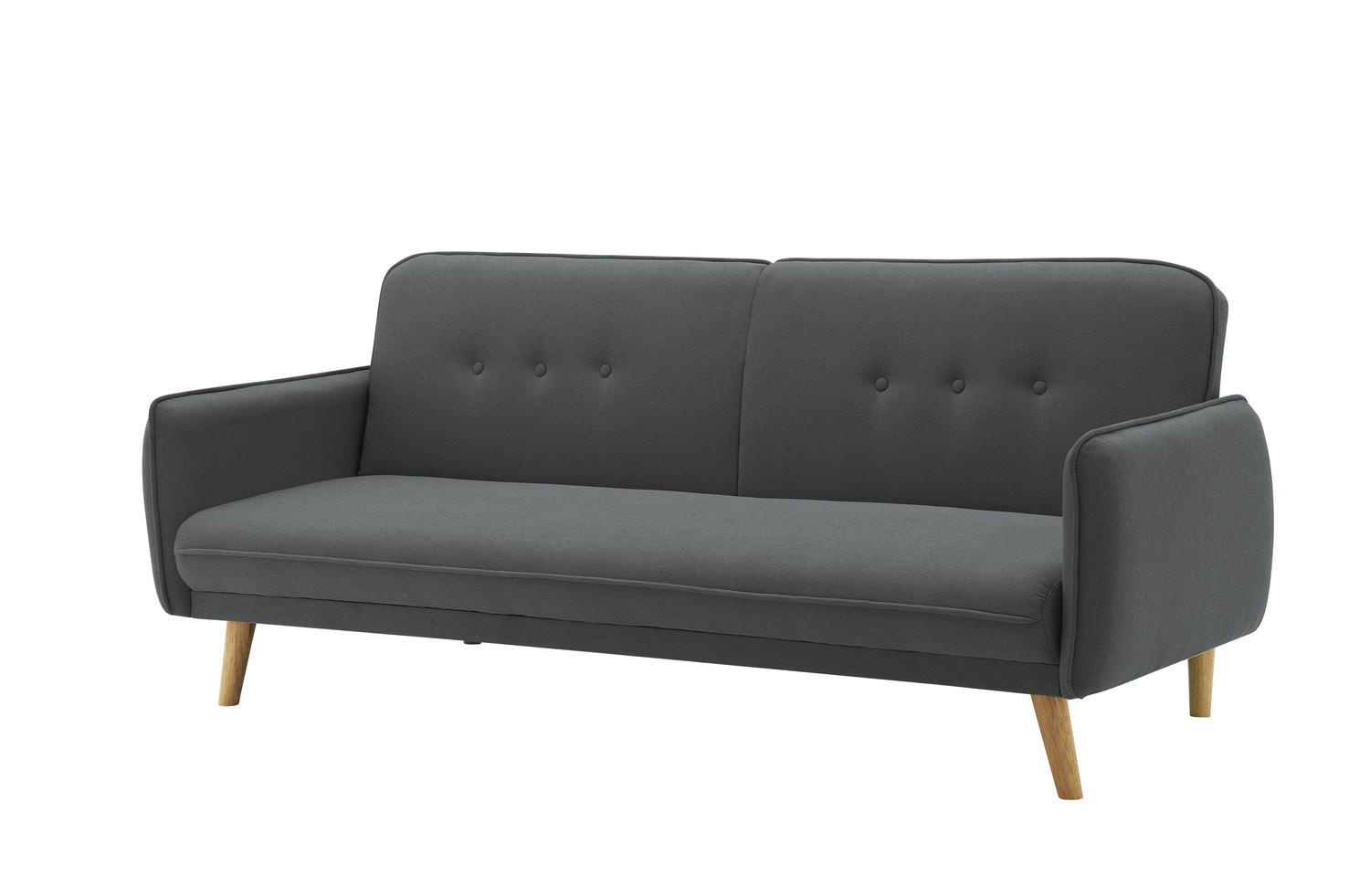 SCHLAFSOFA nora grau 3-sitzer stoff - Grau, Holz (188/80/85cm) - Concept Usine