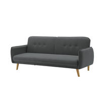 SCHLAFSOFA nora grau 3-sitzer stoff - Grau, Holz (188/80/85cm) - Concept Usine