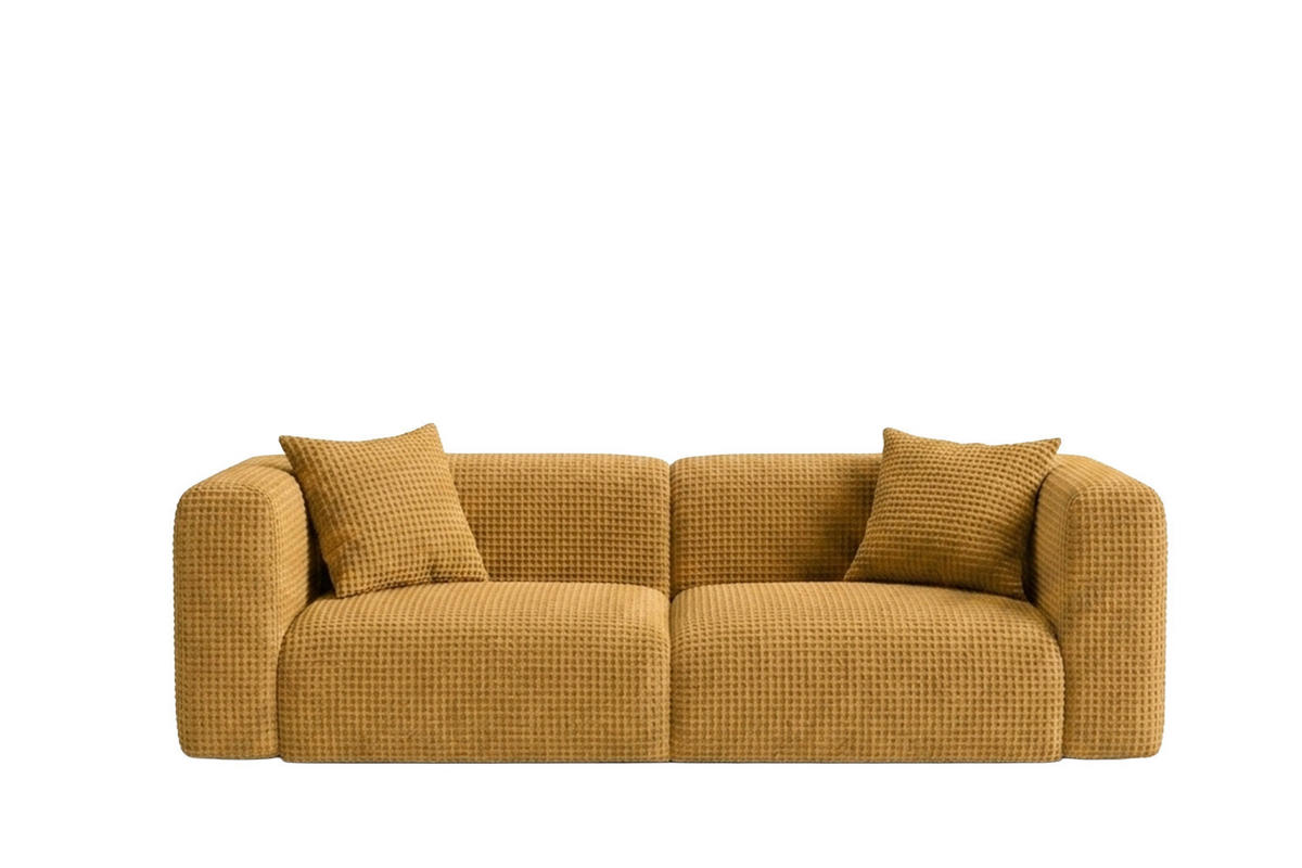 SOFA 2-Sitzer, Chenille-Stoff Cremona, Golden, GRETA - Goldfarben, Holz (228/70/89cm) - Kaiser Möbel